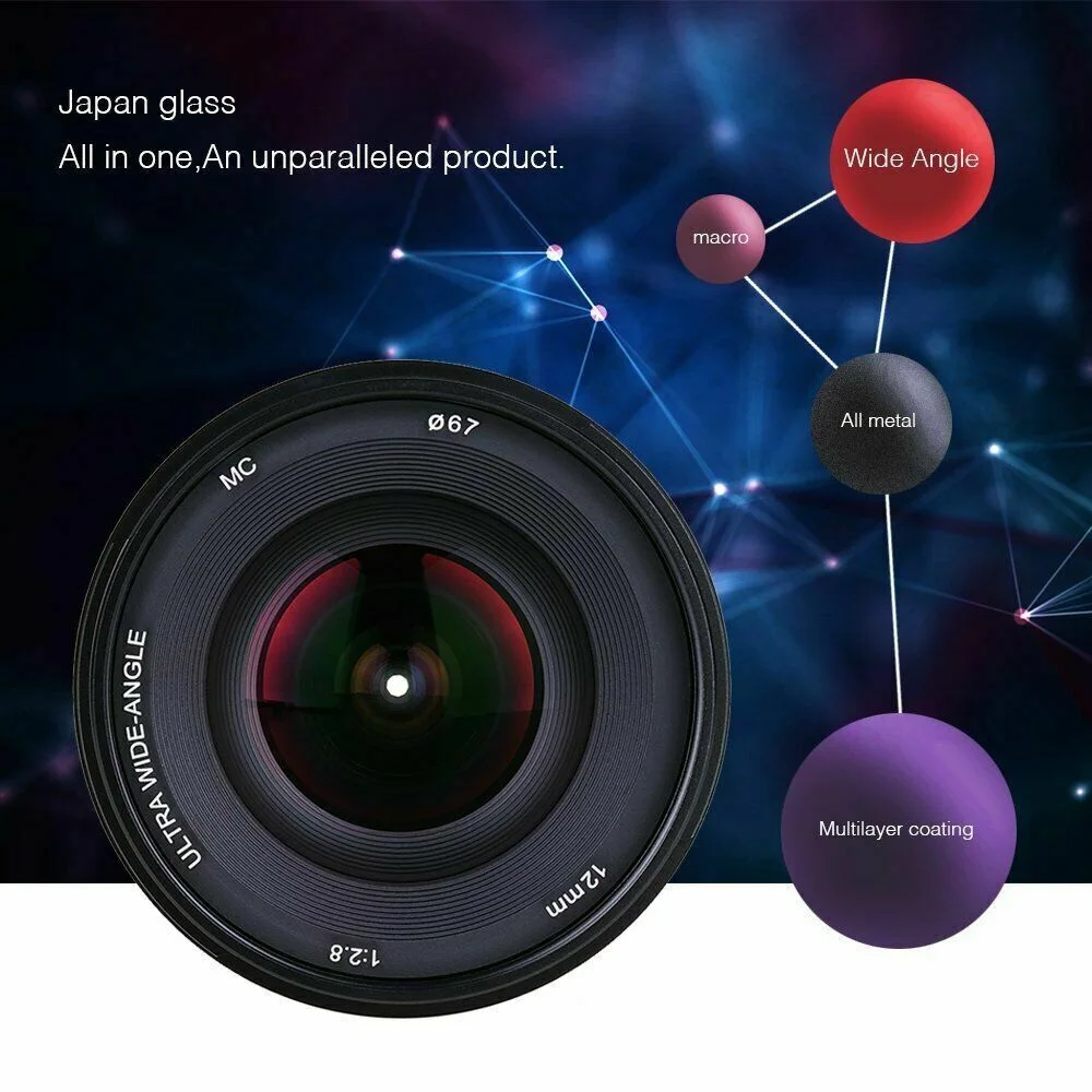 Ручной объектив Kaxinda 12 мм f/2 8 для беззеркальной камеры Canon Sony Fuji M4/3|Объективы