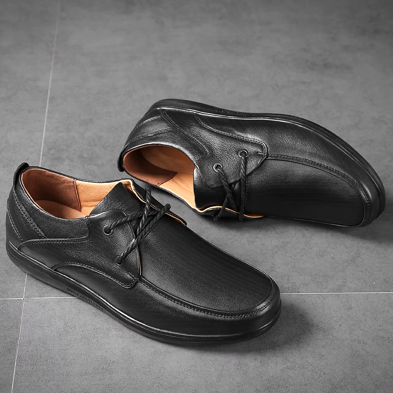 

2021 High Quality Genuine Leather Shoes Men Flats Fashion Men's Casual Natural Shoes Brand Soft Comfortable Suit Business Work