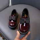 Модная детская обувь с бантом, платье принцессы для маленьких девочек, из лакированной кожи, 2021, Детская школьная обувь, От 3 до 12 лет