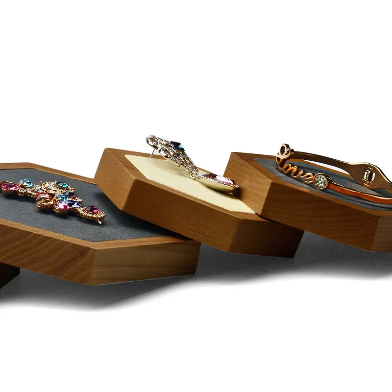 Oirlv 4PCS/2Set Rhombus Jewelry Display Stand with Microfiber Necklace Earrings Bracelet Holder Organizer  for Jewelry Showcase