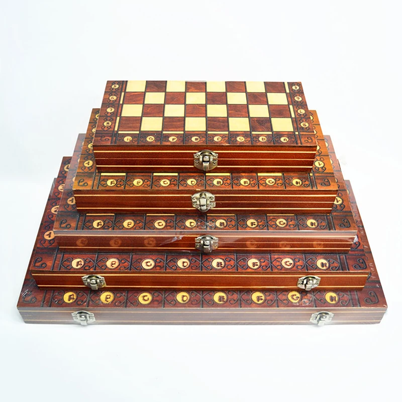 

3 in 1 Magnetic Large Size Board Game Folding Wooden Chess Set Checkers Children's Educational Games Children Gifts