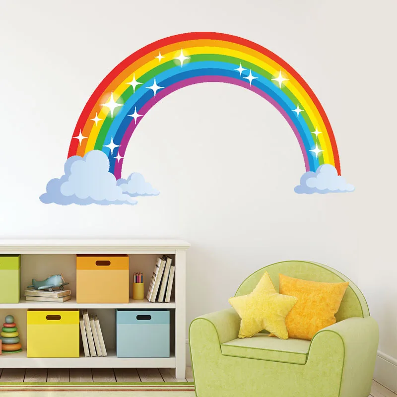 Наклейки на стену с изображением радужных облаков Съемные 3D наклейки стены