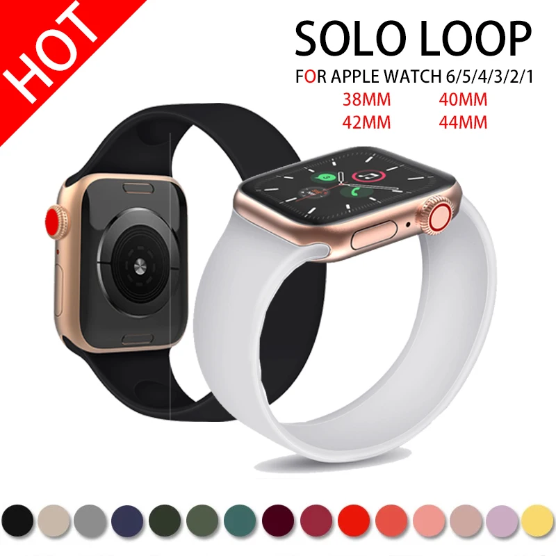 

Elastic Bands Sport Strap for Apple Watch 6 5/SE Silicone 40mm 44mm Solo Loop for Iwatch Series 6/SE/5 4 3 38mm 42mm Bracelet