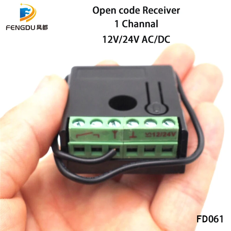

rolling code 12v/24v AC/DC wireless remote control relay switch 1 Channel garage door receiver with open code