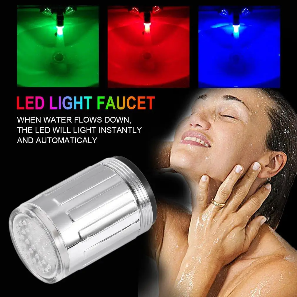

LED Water Faucet Light Changing Glow Temperature Sensor Water Tap Shower Spray Faucet Shower Head Kitchen Tap Aerators