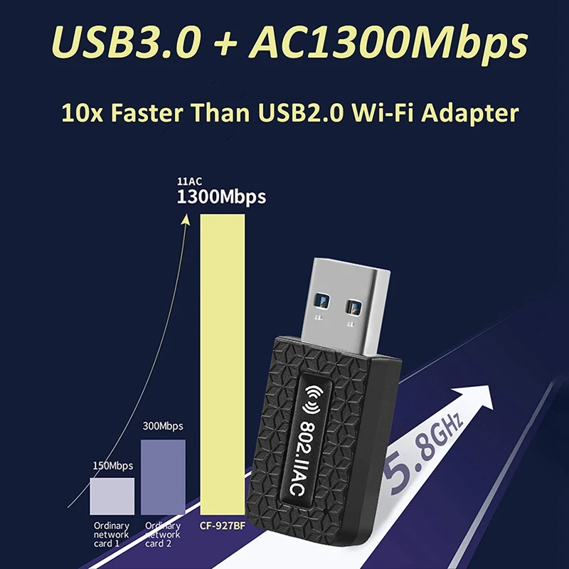 5G Гц Wi Fi USB Wifi адаптер переменного тока 1300 Мбит/с 3 0 Ethernet антенны Dual Band 2 4 г и модуль
