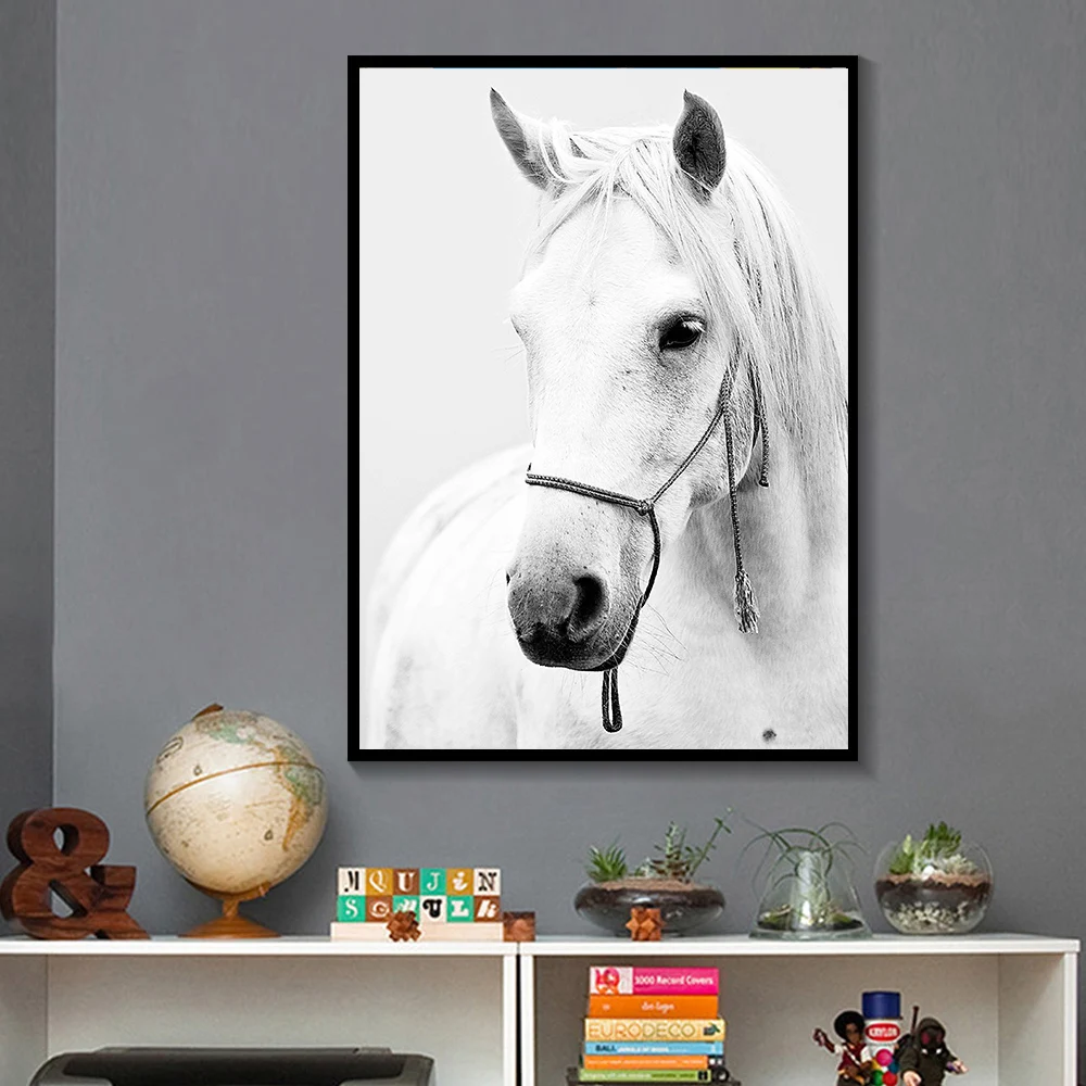 

Black White Horse Canvas Paintings Posters and Prints Wall Art Picture for Living Room Horse Painting Bedroom Aisle Home Decor