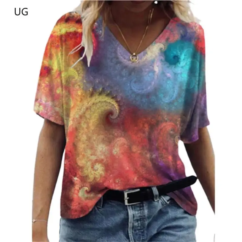 

New 2021 Summer Tops Women 3D Abstract Print T Shirt Loose Plus Size Ladies Cotton Tee Top Streetwear Casual Short Sleeve Tees