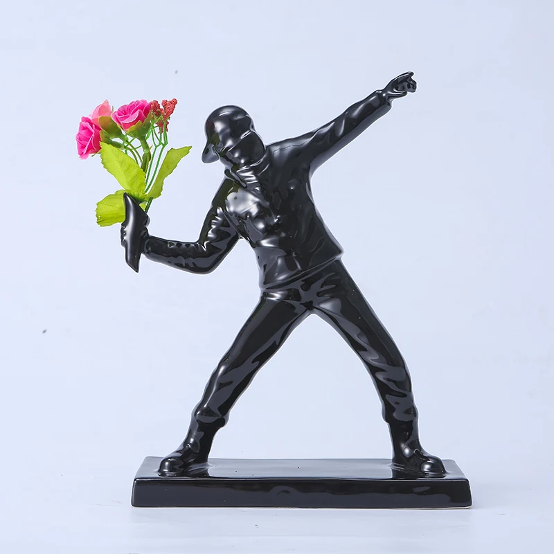 Индивидуальный фарфоровый мода мальчик статуя черно-белые декоративные