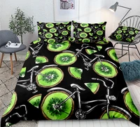 bicycles with kiwi wheels bedding sets watercolor fruits quilt cover set queen king cartoon bed linen set hand drawn