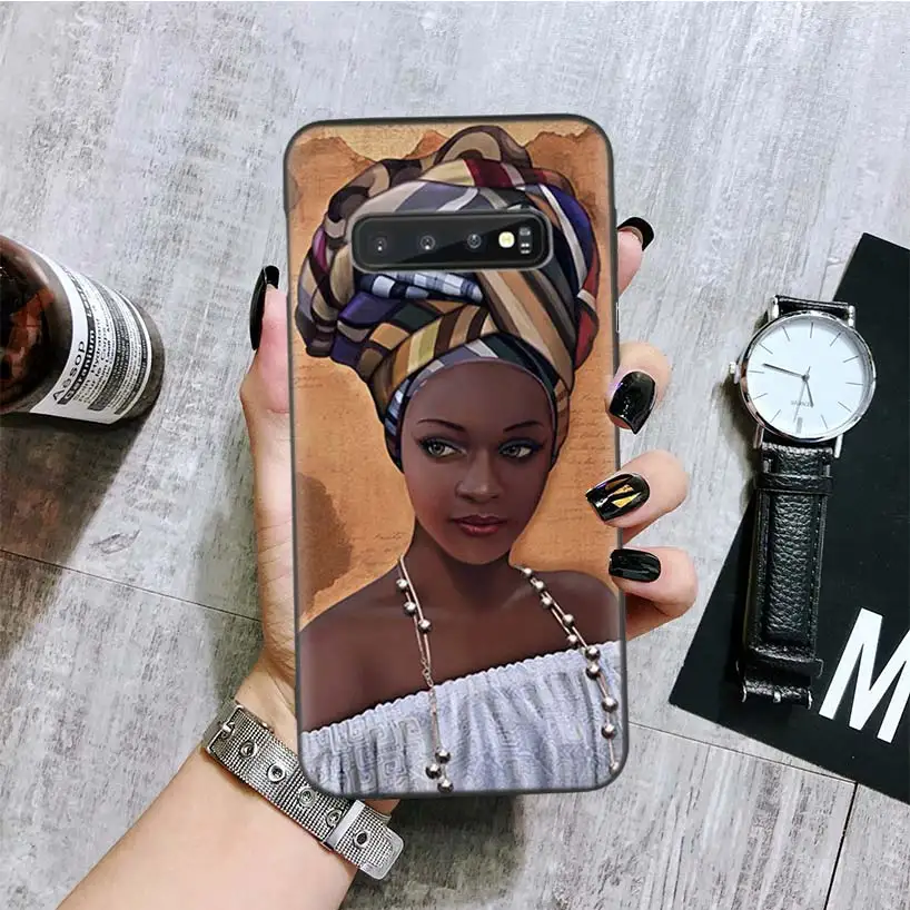 BA034-7 Красочные искусства АФРИКАНСКАЯ ДЕВУШКА черная крышка чехол для телефона для samsung Galaxy A50S A10S A20S A10 A20E A30 A40 A50 A70 M40 M30S A80 Coque - Цвет: BA034-7