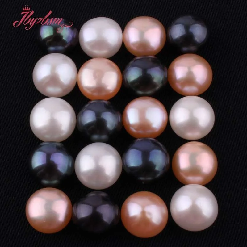 

8mm-9mm Buttons Freshwater Pearl Bead Half Hole Natural Stone Beads 1 Pair For Yourself DIY Earring Jewelry Making,Free Shipping