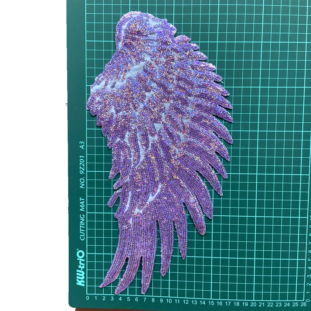 

Sequin Angel Wings Iron On Patch Purple Wing Badge Stikers Clothing Decoration Applique Parches Para La Ropa Sewing Accessories
