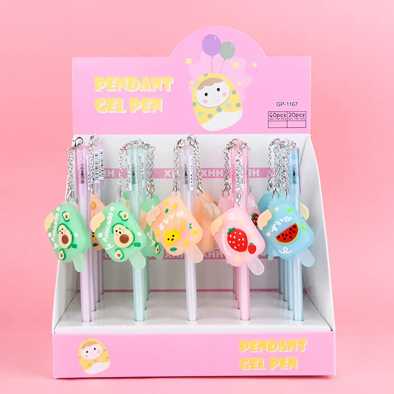 20 pcs/lot Creative ice cream Pendant Gel Pen Cute 0.5 mm Signature Pens School Office writing Supplies Promotional Gift | Канцтовары