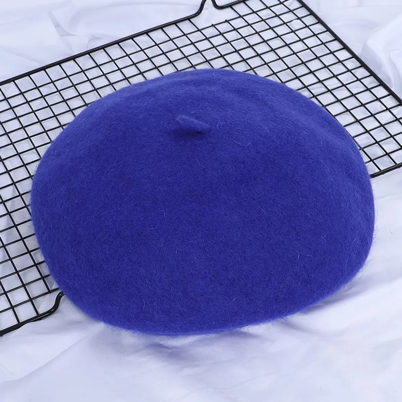 Royal blue Новинка, осенне-зимний высококачественный Женский берет, Модный женский однотонный Повседневный шерстяной берет, женские элегантные теплые шапки и кепки - Цвет: Royal blue