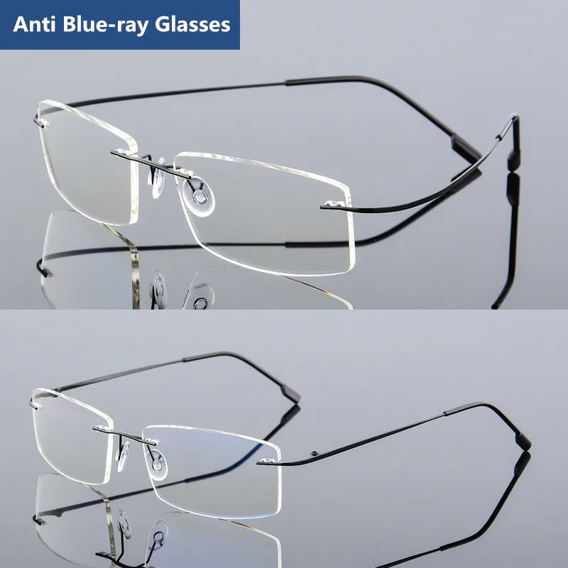 

Blue Light Computer Men Spectacle Frame Titanium Frameless Clear Eyeglasses Frame Eye Glasses Men Rimless Square Myopia Nerd