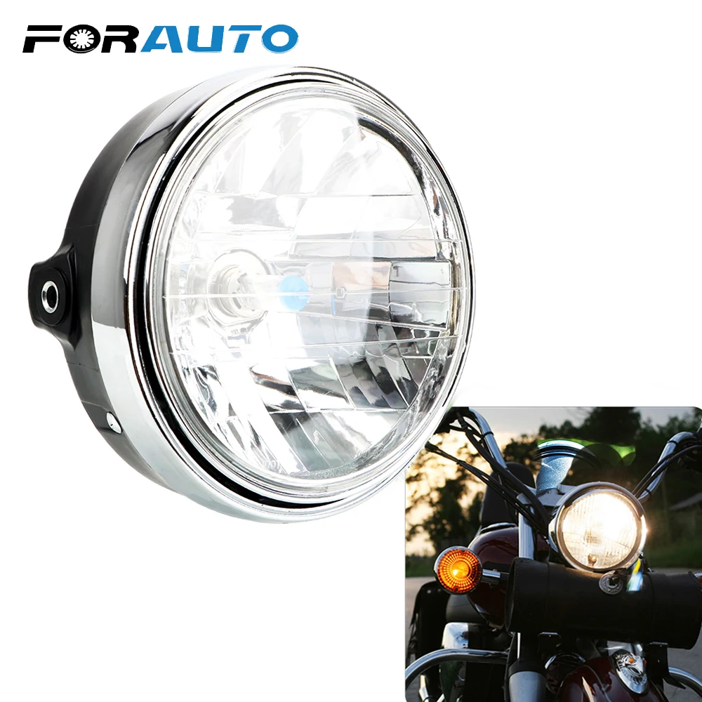 

12V Motorcycle Halogen Headlight Round Headlamp Head Light Amber For Hornet 250 600 900 for Honda CB400 500 1300 VTEC VTR 250