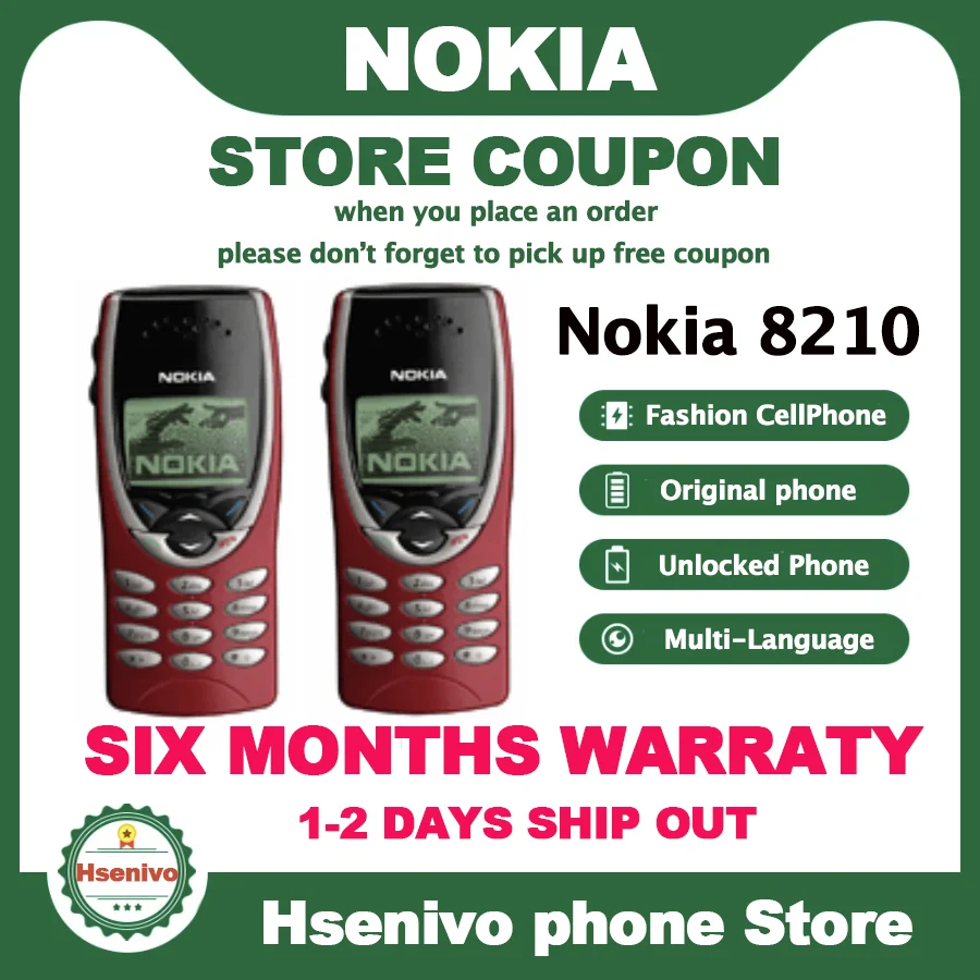 nokia 8210 refurbished original nokia 8210 unlocked mobile phone 2g dualband gsm 9001800 gprs classic cheap cell phone free global shipping