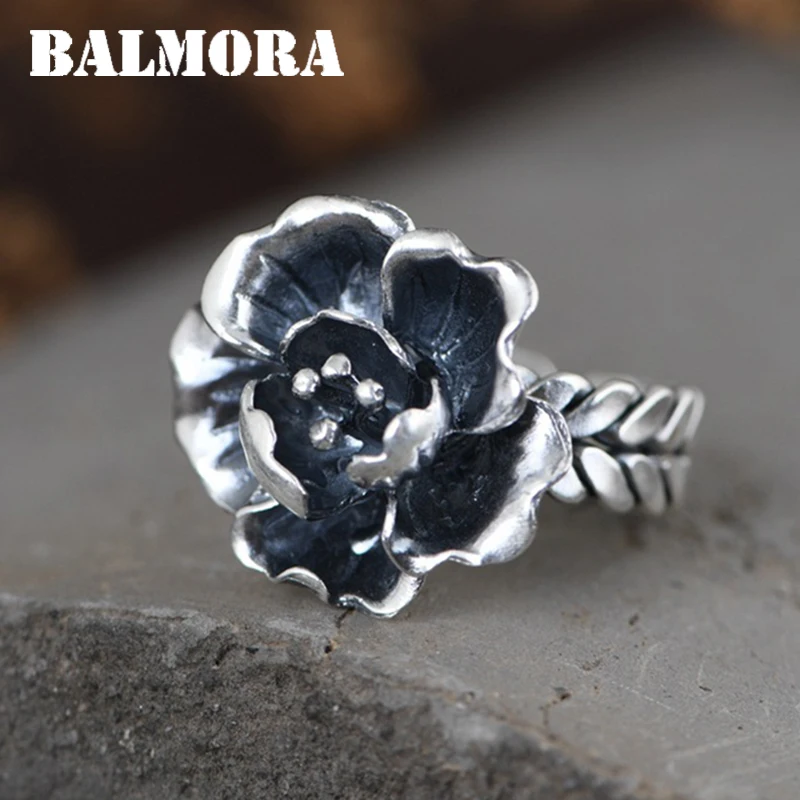 BALMORA 100% 990 серебро TTemperament кольцо &quotПион&quot для Для женщин девушек любовной Ретро