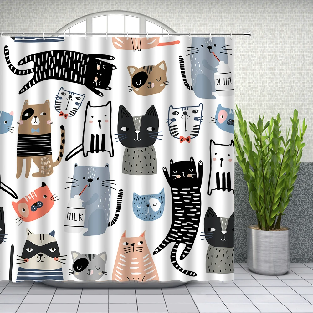 

Cartoon Pattern Shower Curtains Cute Unicorn Animal Child Creativity Bathroom Decor Waterproof Polyester Cloth Curtain Set Cheap