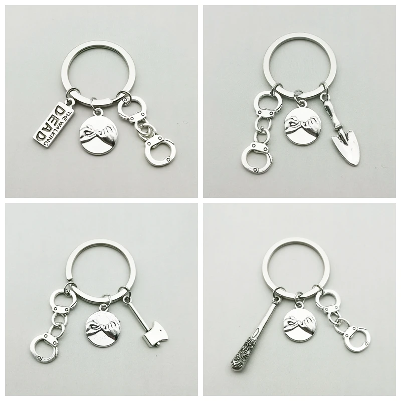 Модный брелок для ключей кольцо наручники лопата топор бейсбольная бита модель