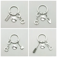 Модный брелок для ключей кольцо наручники лопата топор