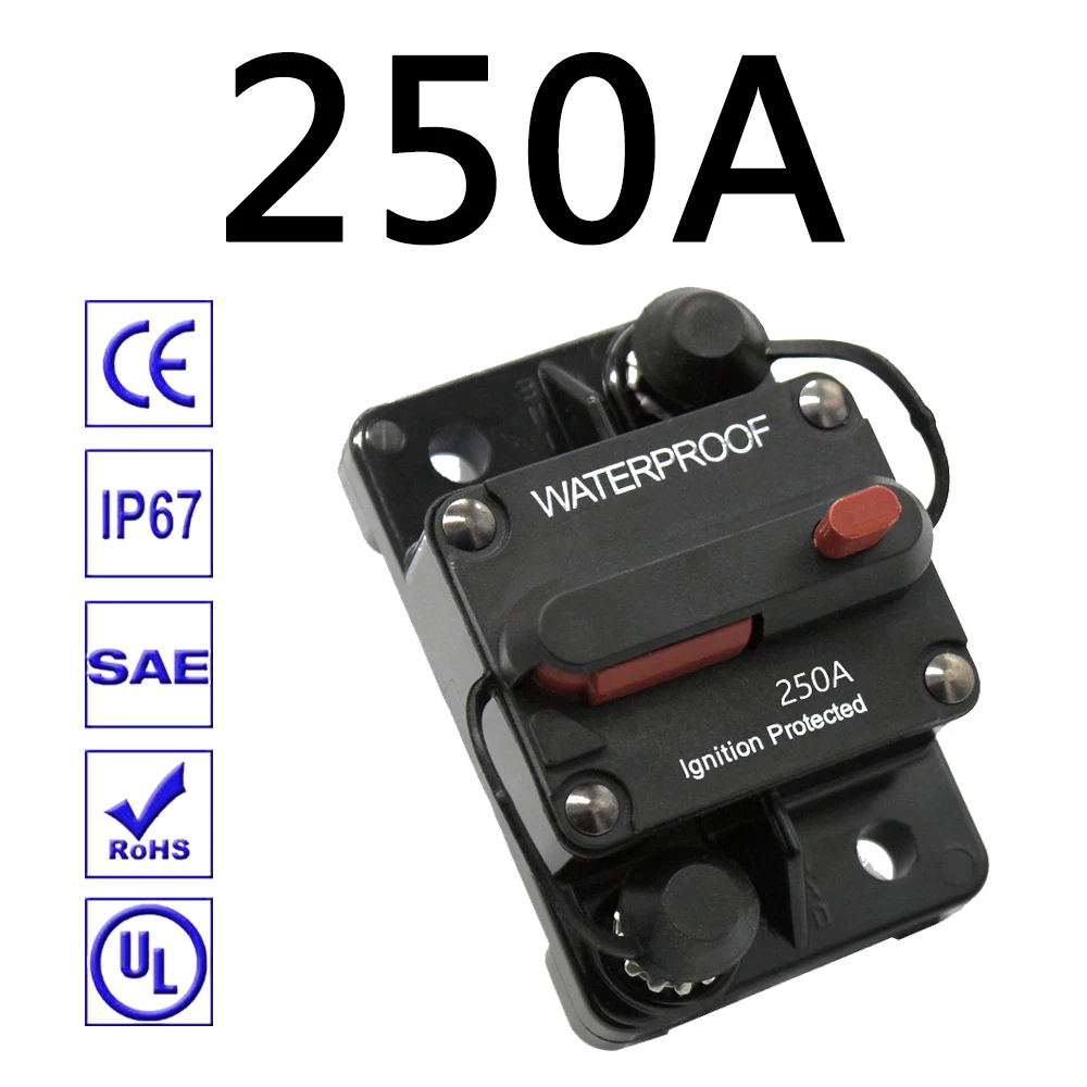 Белый 30A 40A 50A 60A 70A 80A 100A 120A 150A 200A 250A 300A Ампер автоматический выключатель предохранитель сброса для ребенка от 12 до 48V преобразователь автомобильной розетки постоянного тока Лодка Авто Водонепроницаемый - Цвет: Белый