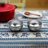 2 pcs mini metal bowl toy match for families collectible gift furniture toy 112 dollhouse miniature