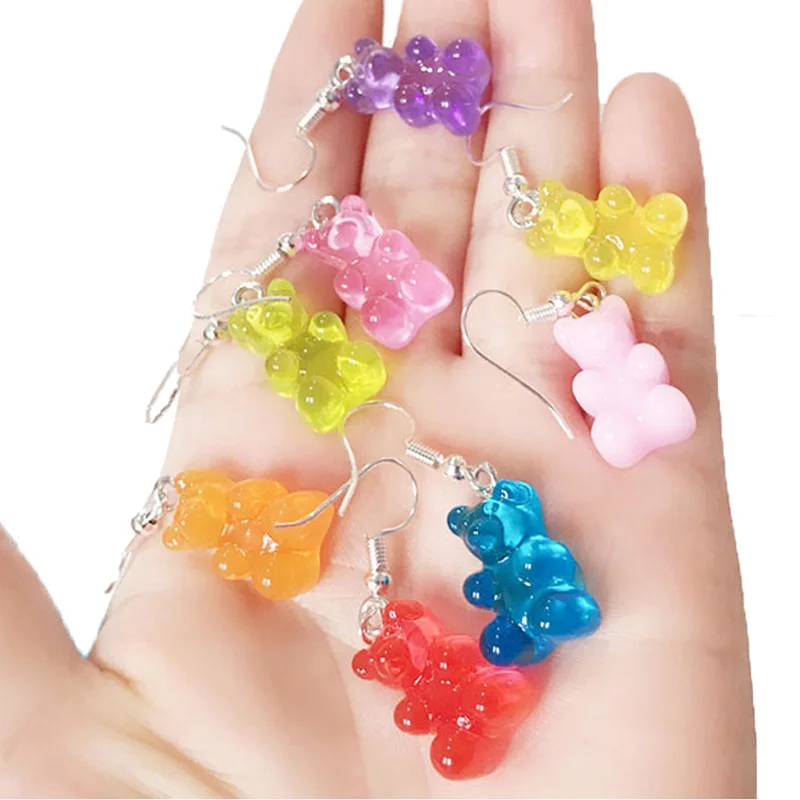 WISHMETYOU Gummy Bear серьги милые животные прозрачный зеленый Смола ювелирные изделия