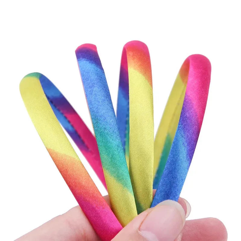

Korean Hair Accessories Rainbow Hairband Satin Headband Fashion Fabric Ribbon Cute Shining Headdress 10Pcs/Lot Girls Headbands