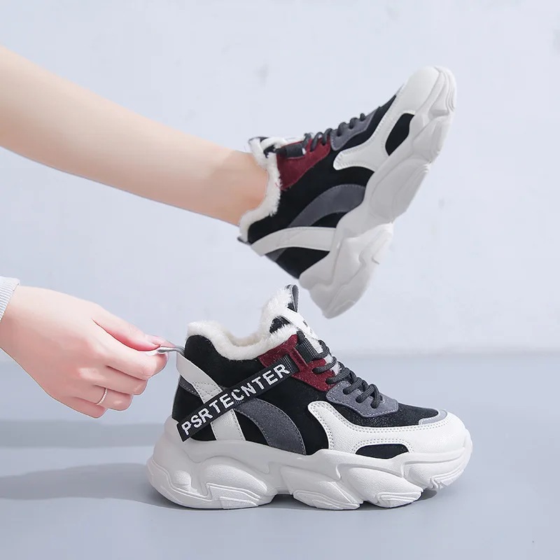 

Snow Boots Women 2022 New Winter Women's Shoes High Gang Platform Ankle Boots Warm Plush Short Cotton Boots Fashion Martin Boots