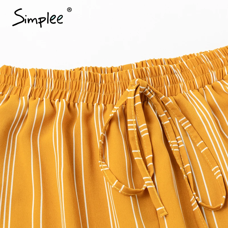 Женские полосатые длинные штаны Simlee элегантные повседневные эластичные брюки с