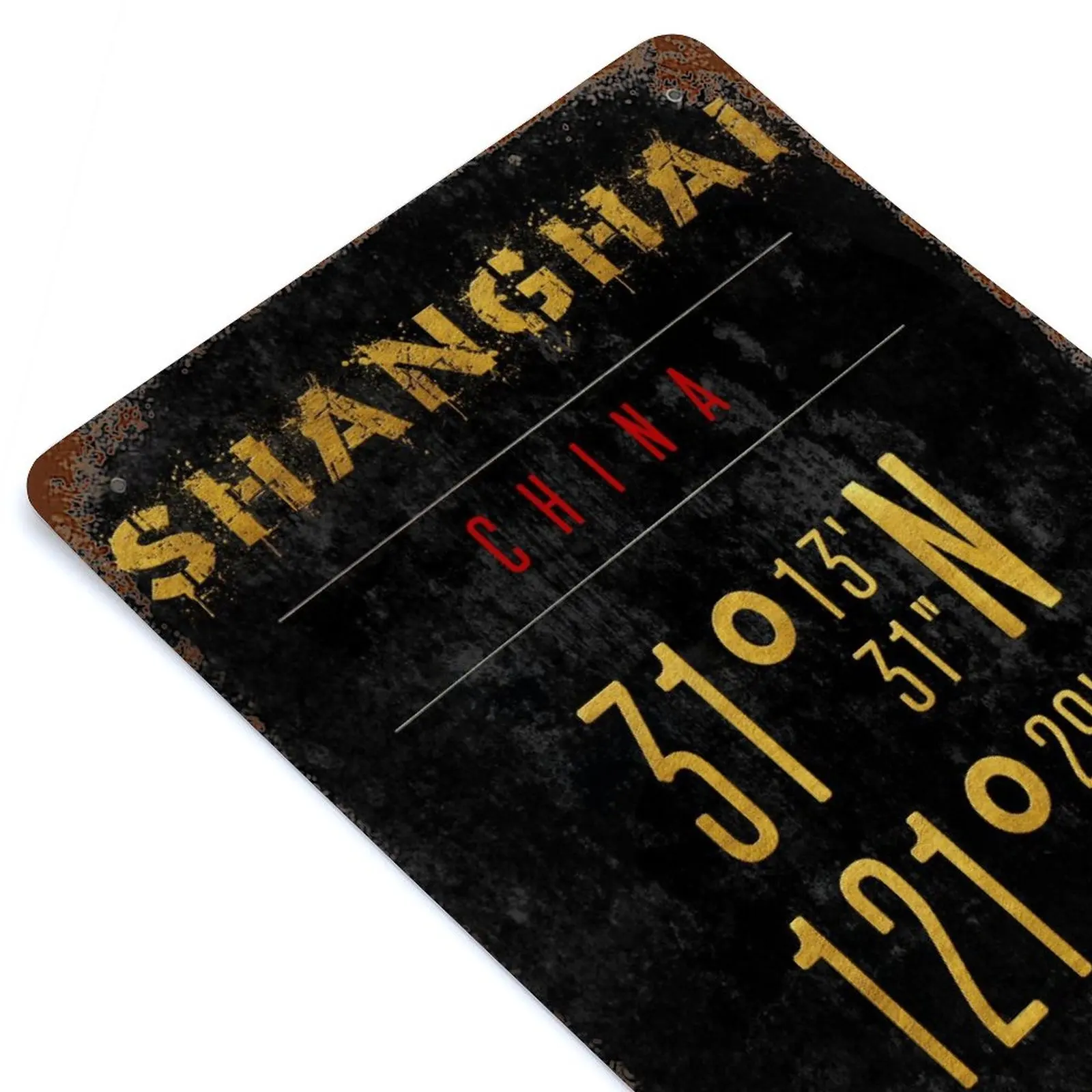 

Shanghai Golden Coordinats Printed Retro Metal Poster Decor Home Wall Decoration Tin Sign Plaque