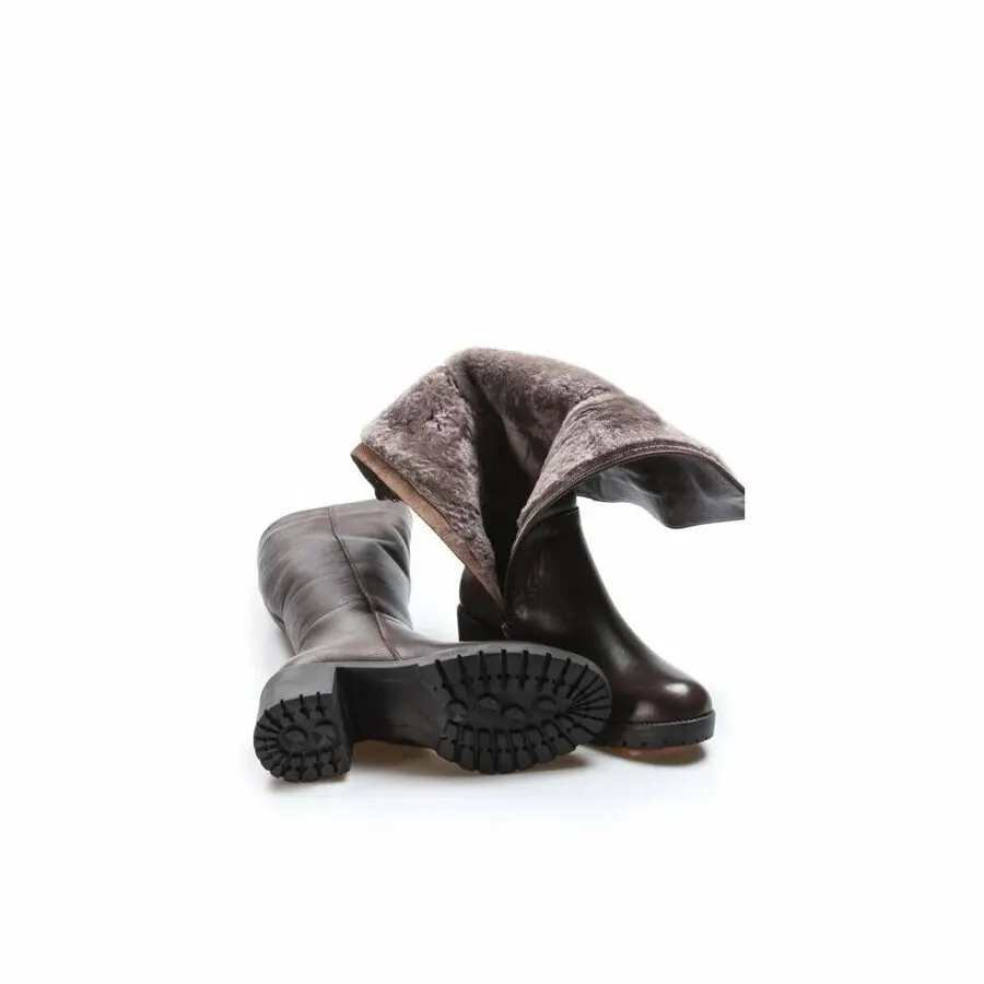 

Women Boots Fast Step Genuine Leather & Shearling Women'S Thick Heeled Boots 407 Kza2110