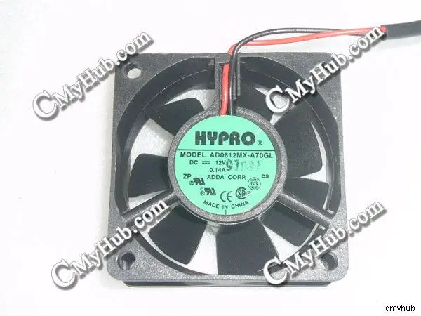 

Для HYPRO AD0612MX-A70GL DC12V 0.14A 6025 6CM 60mm 60x60x25mm 2Pin охлаждающий вентилятор