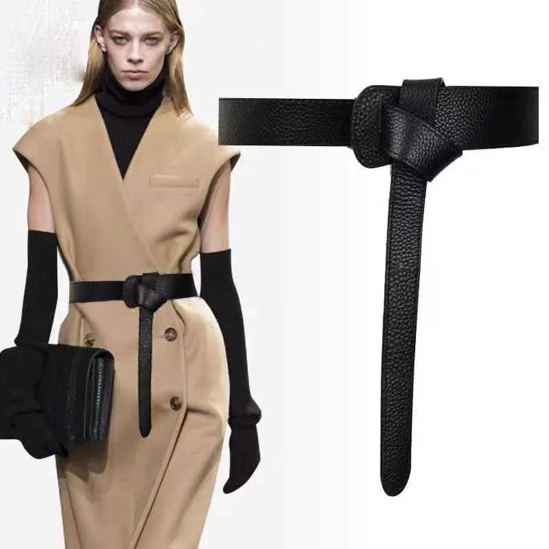 

PU Leather Knotted Belts For Women Waist Strap Luxury Designer Brand Girdle Women's Belt Sweater Skirt Coat Decoration Waistband