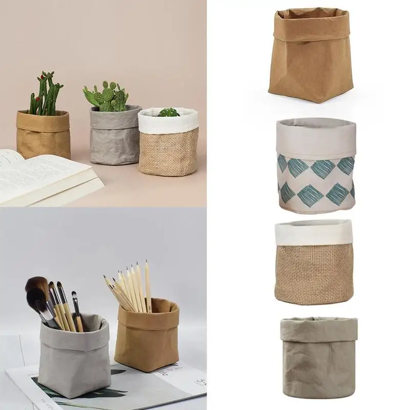 

Washable Kraft Paper Bag Plant Flowers Pots Multifunction Home Storage Bag Reuse Durable High Quality Practical Delicate