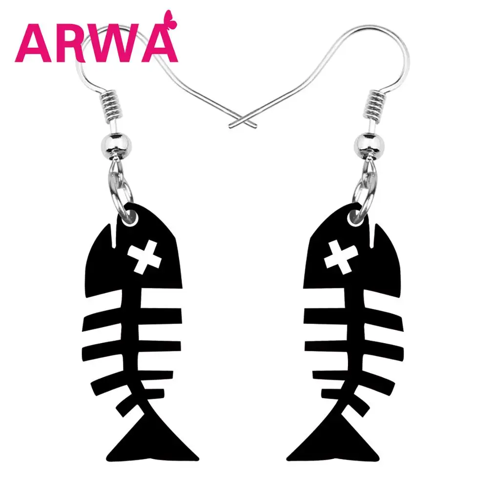 Акриловые серьги ARWA в виде черепа для Хэллоуина с большими пустыми рыбными