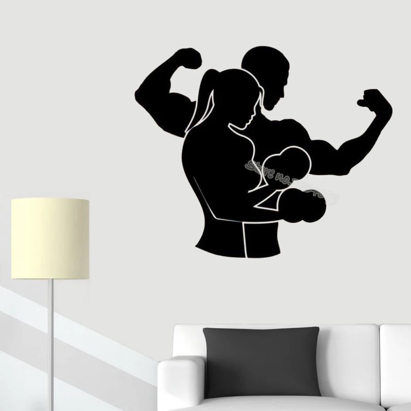 Мужской и Женский Фитнес стены Стикеры спортивные виниловые наклейки в виде