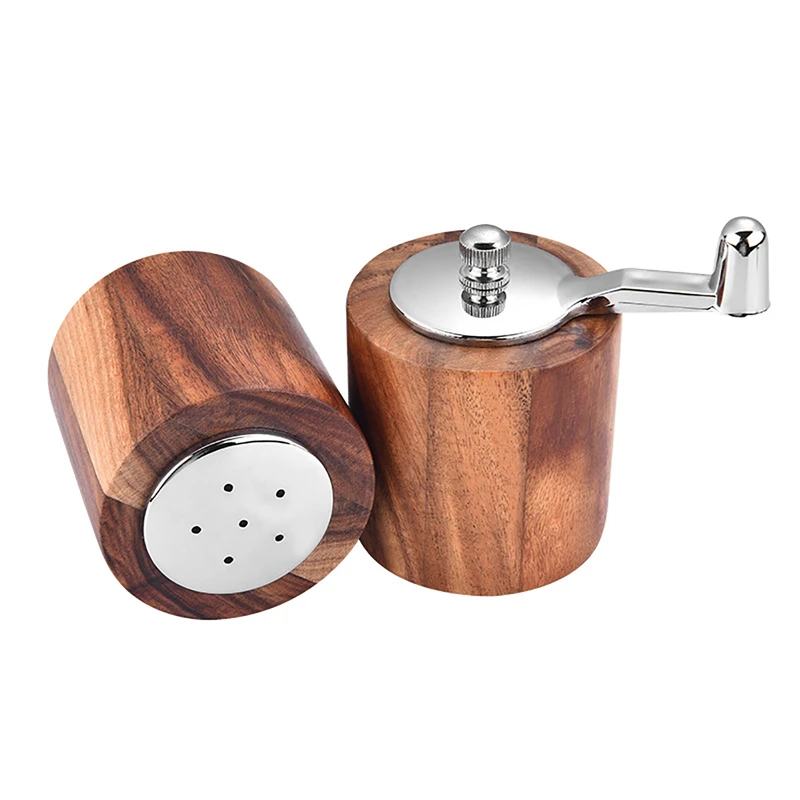 

Wooden Salt And Pepper Grinder,2Pcs Acacia Salt&Pepper Grinder And Shaker Set One Pepper Mill And One Salt Shaker Wood Body