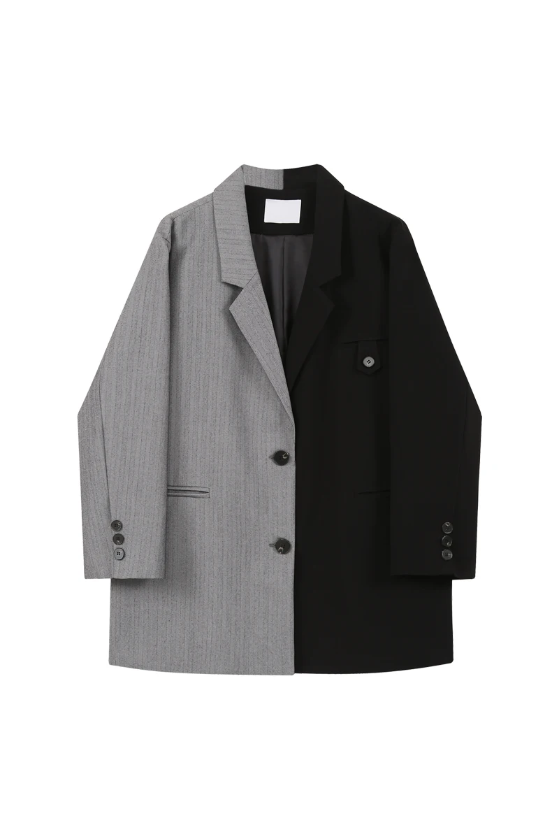 

Stitching design sense suit jacket women's spring 2021 new loose contrast color western-style suit
