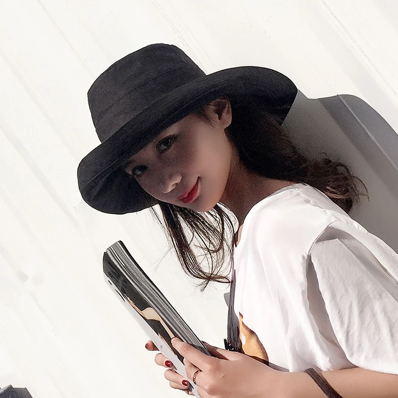 ZJBECHAHMU Новая повседневная винтажная однотонная шляпа от солнца из полиэстера для