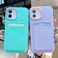 card bag candy color phone case for iphone 12 11 pro max xr xs max x 7 8 plus 12 mini se 2020 shockproof bumper soft back cover