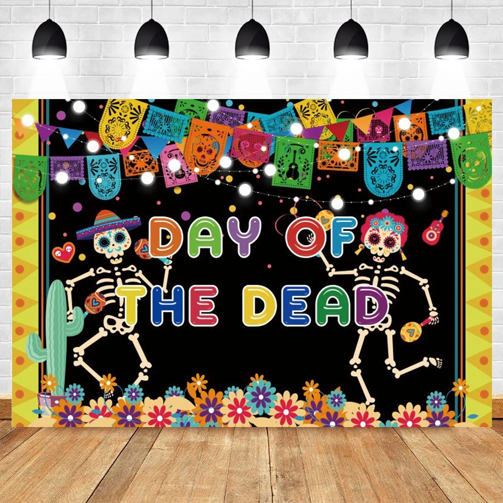 

Mexico Day of the Dead Dia De Los Muertos Decorations Party Backdrop Photographic Background For Photography Banner Poster Props