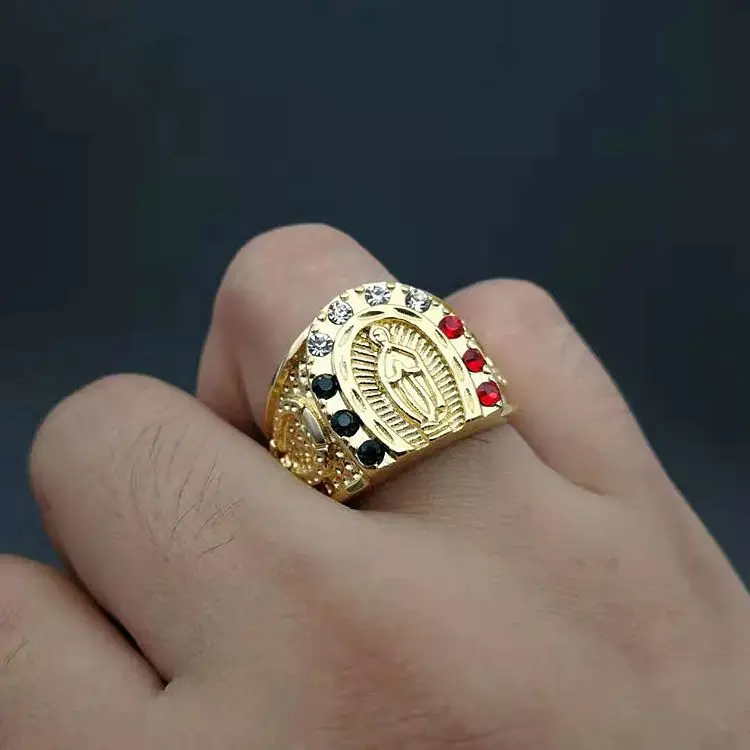 

Wholesale catholicism virgin mary fashion jewelry crystal rings stainless steel casting rings mother of god madonna party gifts