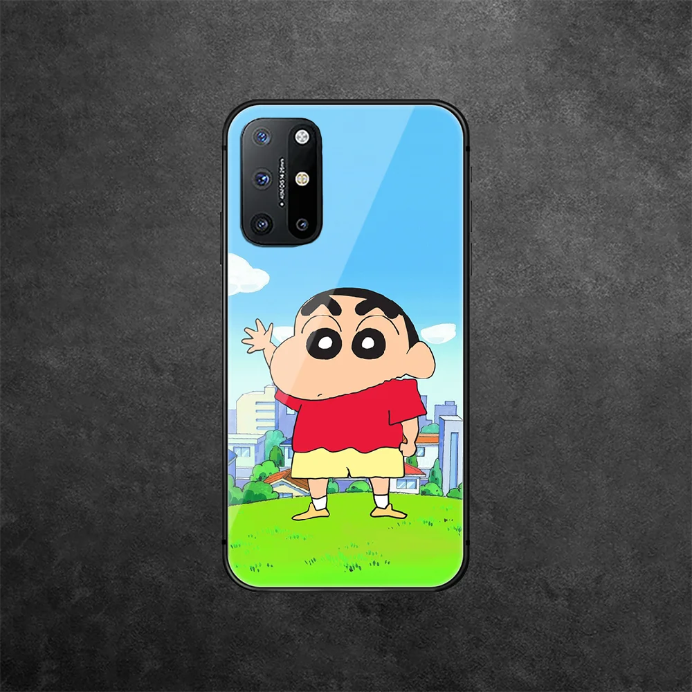 

Crayon Shin Cute Cartoon Tempered Glass Phone Case Cover For Oneplus Oppo Realme A53 Find X 2 3 5 6 7 8 9 T Pro Nord Gt Neo