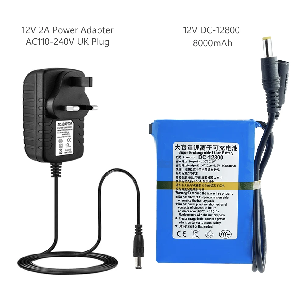 Портативная аккумуляторная батарея 12 В 8000 мАч яркий аккумулятор 6 постоянного