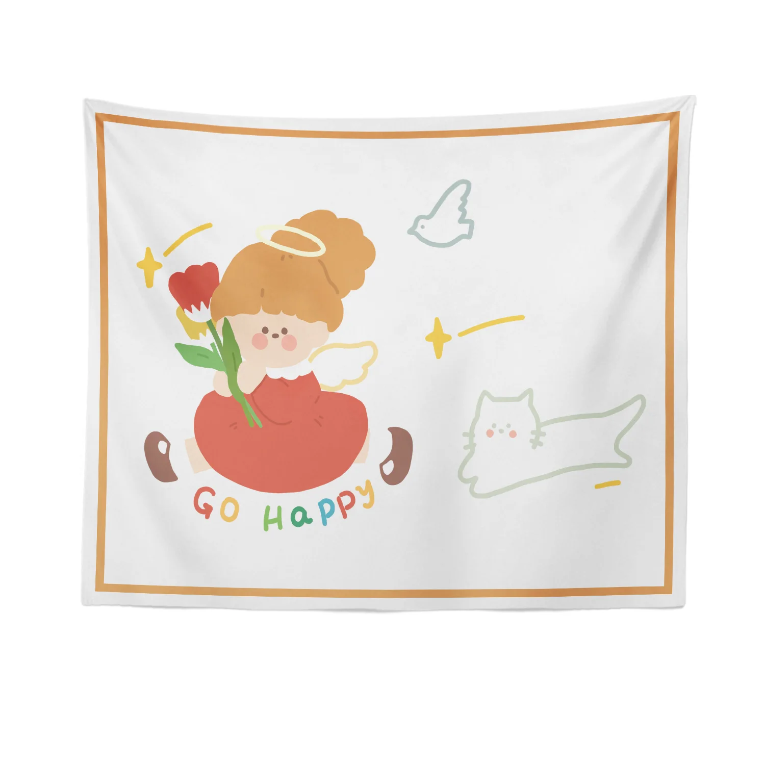 

Cute Art Tapestry Modern Kids College Dorm Wall Hanging Decor Tapestry Pink Animal Deco Chambre Home Decor DE50GT