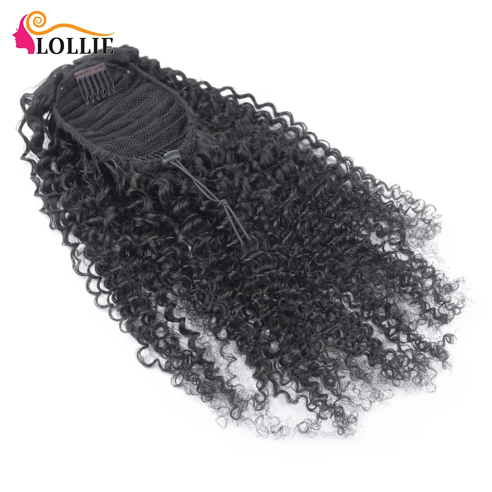 Lollie кудрявый конский хвост человеческие волосы натуральный цвет мягкие