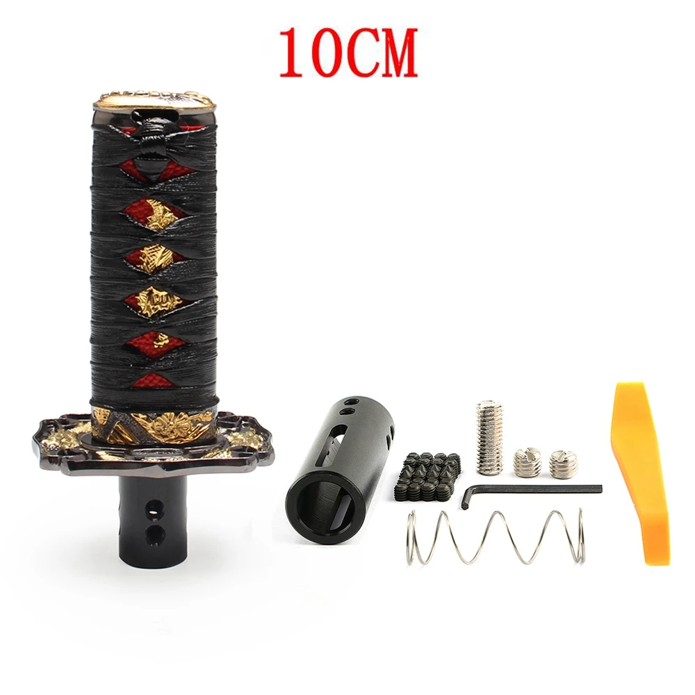 

Кожаная ручка переключения передач самурайского меча, универсальная для блокировки/кнопки, автоматическая коробка передач, Katana квадратный в форме шестерни ter, рычаг 100/150/200 мм